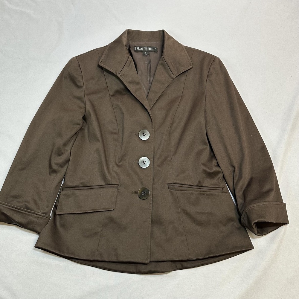 Lafayette 148 Jacket Womens 2 Brown Blazer Designer Business Workwear Office